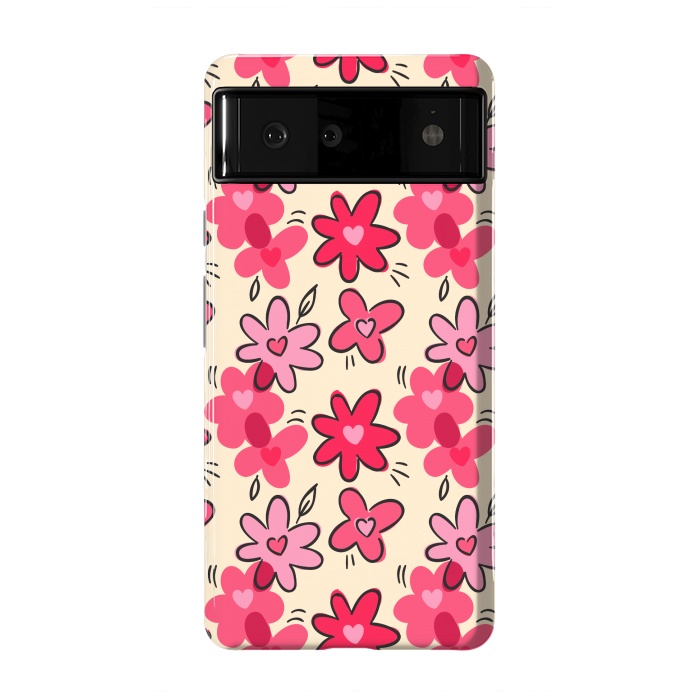 Pixel 6 StrongFit FLORAL HEART PATTERN by MALLIKA