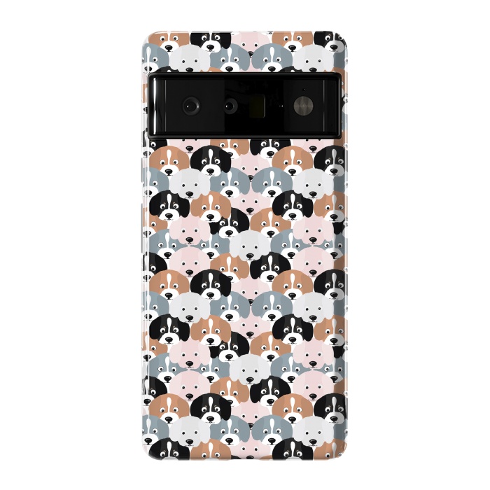 Pixel 6 Pro StrongFit Cute Black Brown Pink Grey Puppy Dogs Illustration by InovArts