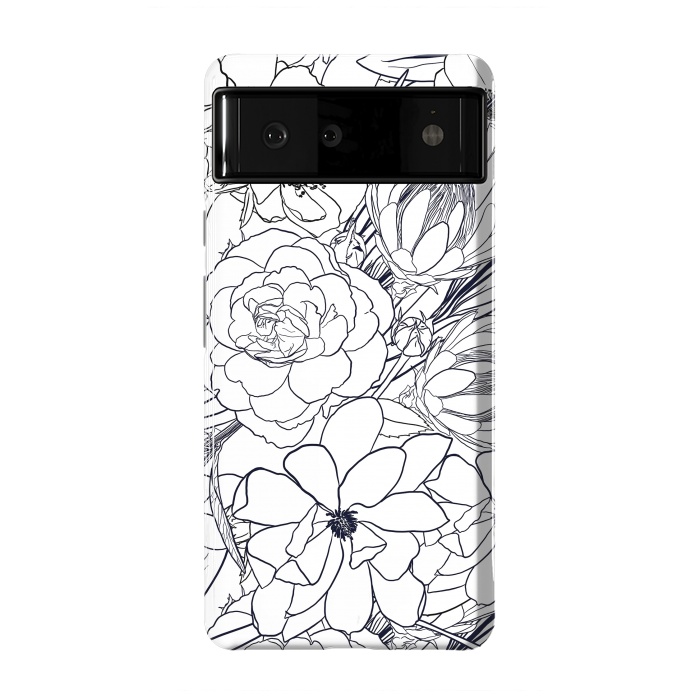 Pixel 6 StrongFit Modern Line Art Hand Drawn Floral Girly Design by InovArts
