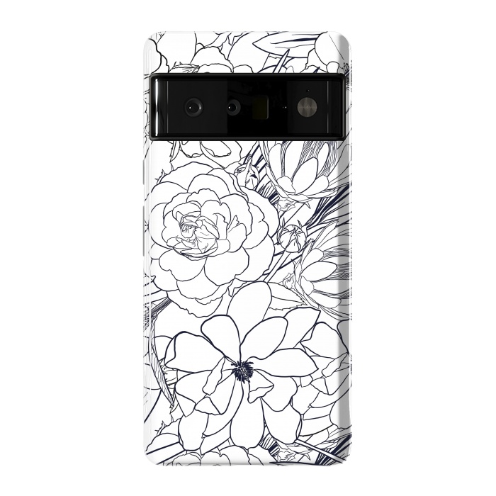 Pixel 6 Pro StrongFit Modern Line Art Hand Drawn Floral Girly Design by InovArts