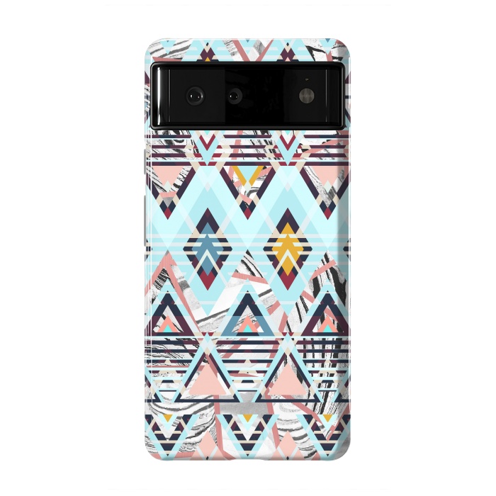 Pixel 6 StrongFit Colorful brushed tribal triangles by Oana 