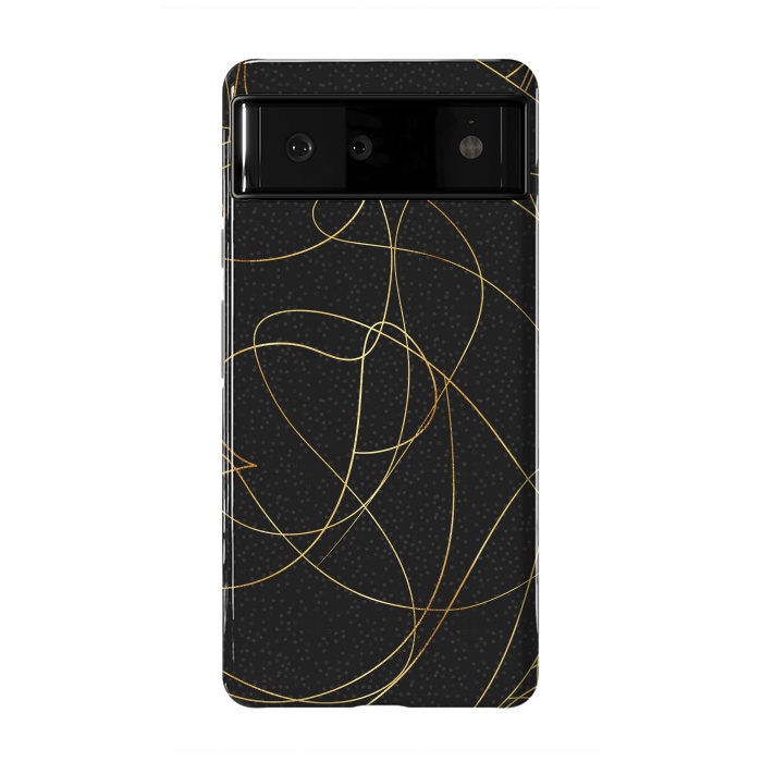 Pixel 6 StrongFit Modern Gold Line Art Gray Dots Abstract Design by InovArts