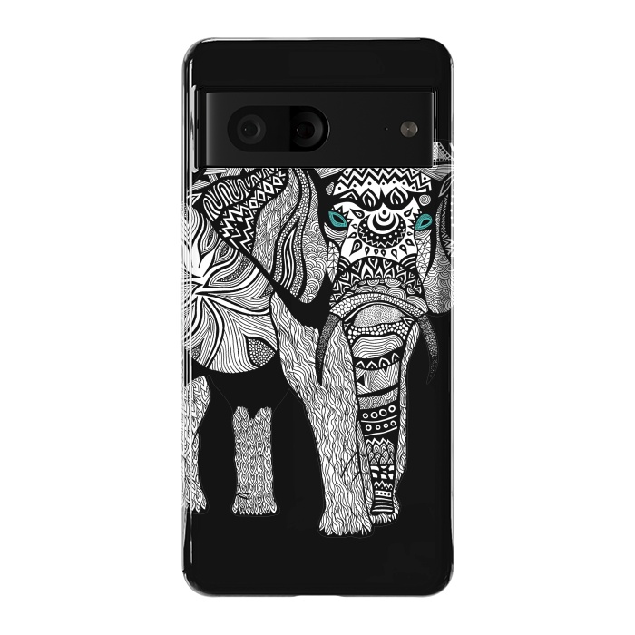 Pixel 7 StrongFit Elephant of Namibia B n W by Pom Graphic Design