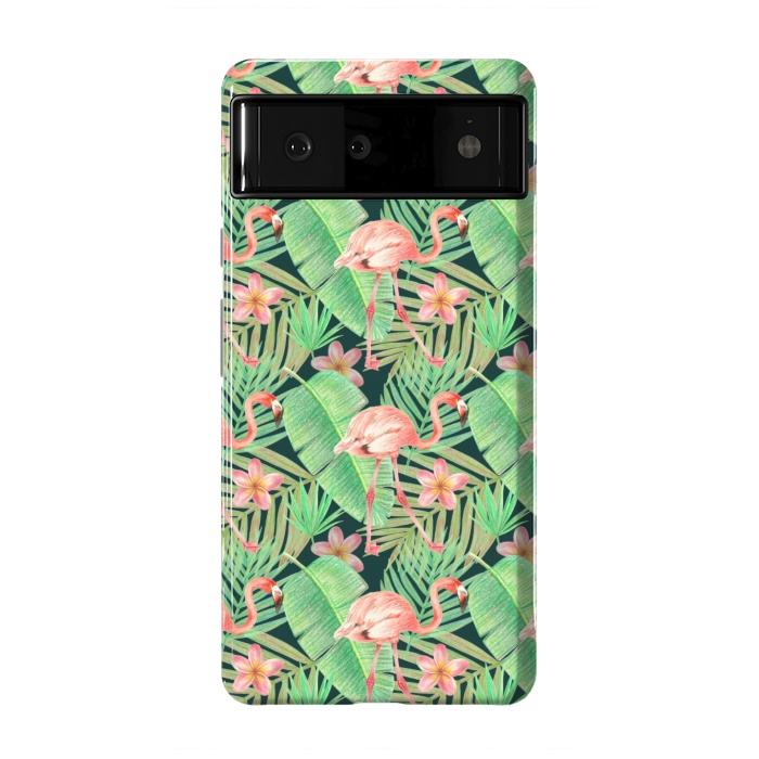 Pixel 6 StrongFit pink flamingo in a jungle by Alena Ganzhela