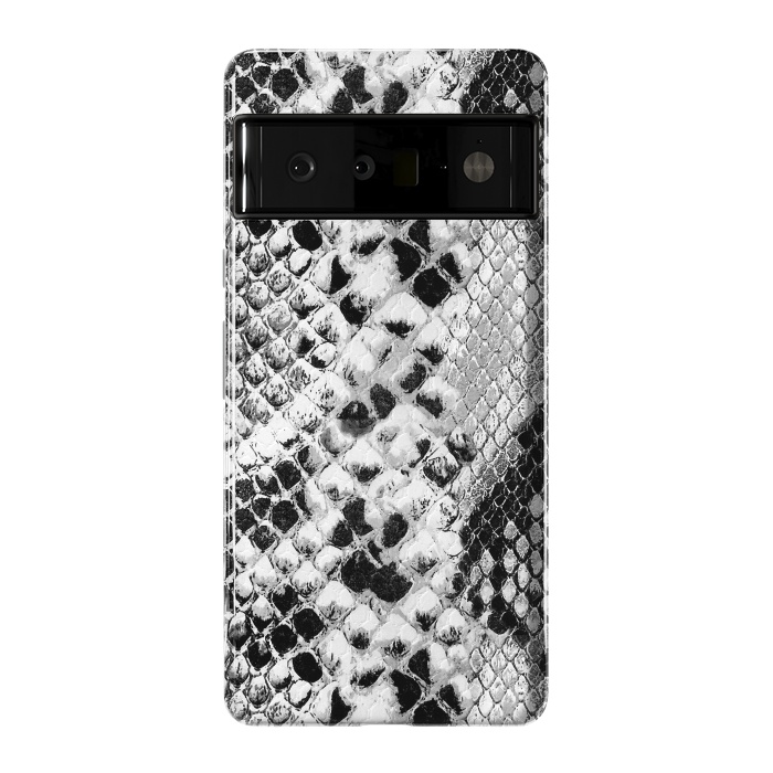 Pixel 6 Pro StrongFit Black and grey grungy snake skin pattern by Oana 
