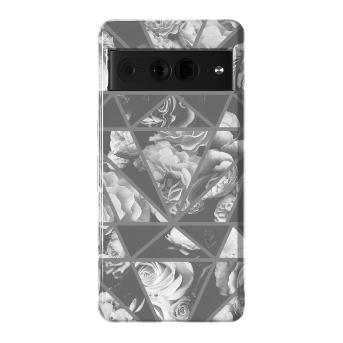 Pixel 7 Pro StrongFit Gray rose petals geo collage by Oana 
