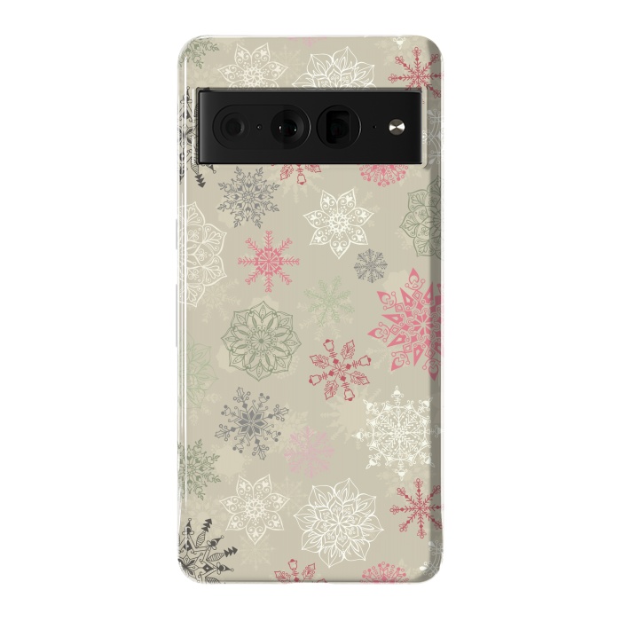 Pixel 7 Pro StrongFit Christmas Snowflakes on Light Green by Paula Ohreen