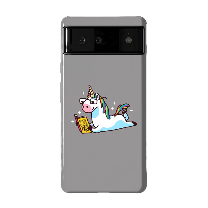 Pixel 6 StrongFit Unicorn Reading Book Believe in Yourself Floor by Vó Maria