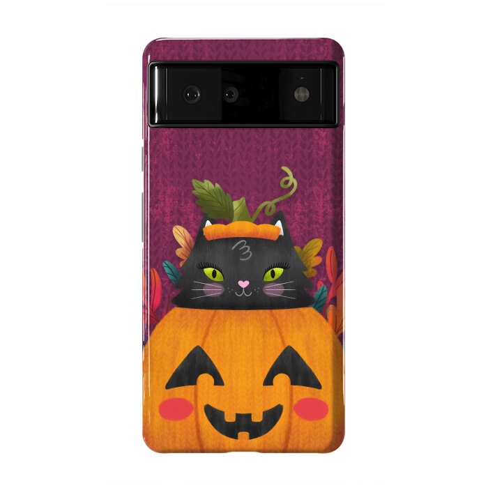 Pixel 6 StrongFit Pumpkin Kitty Peekaboo by Noonday Design