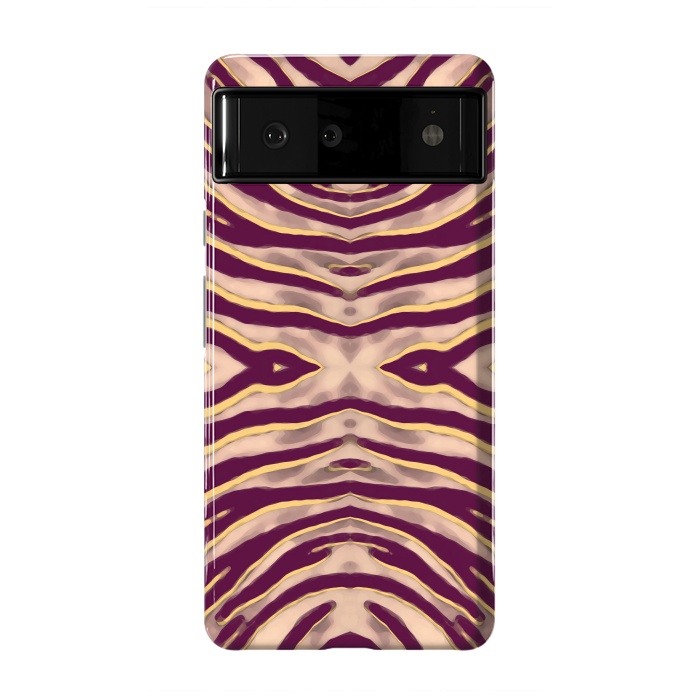 Pixel 6 StrongFit Tan brown tiger stripes print by Oana 