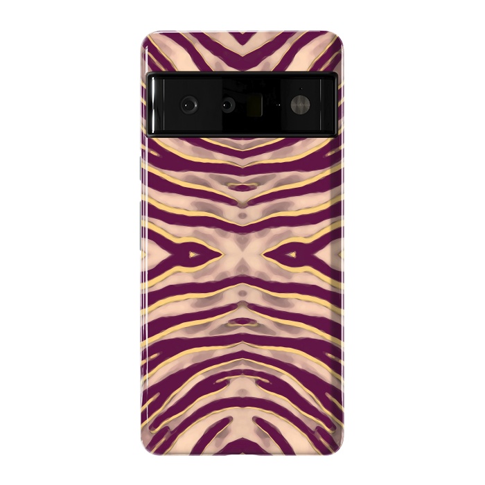 Pixel 6 Pro StrongFit Tan brown tiger stripes print by Oana 