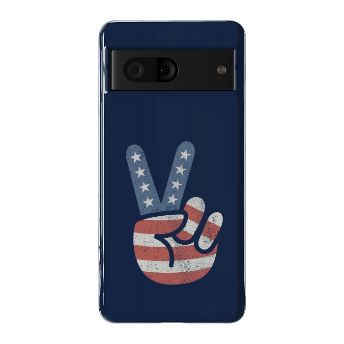 Pixel 7 StrongFit Peace Love Hand USA Flag Vintage Solid by Vó Maria