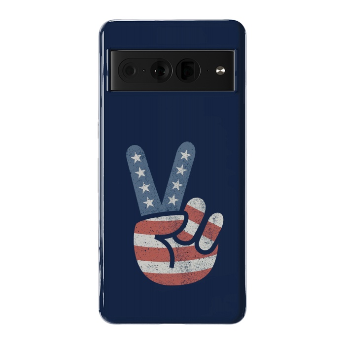 Pixel 7 Pro StrongFit Peace Love Hand USA Flag Vintage Solid by Vó Maria