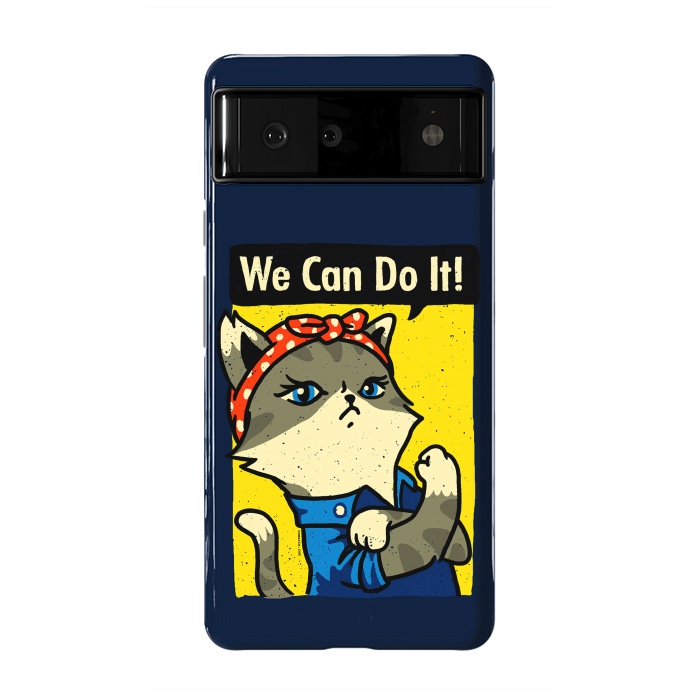 Pixel 6 StrongFit Purrsist Cat We Can Do It by Vó Maria