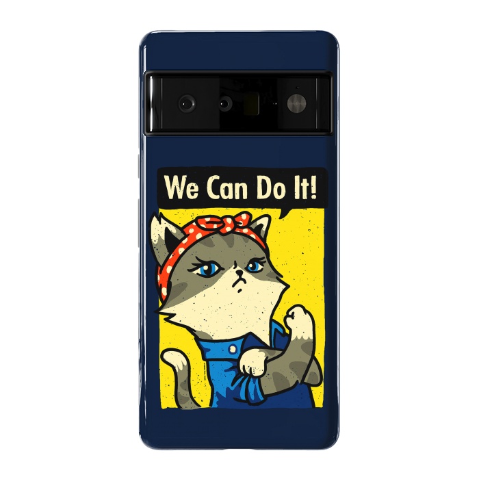 Pixel 6 Pro StrongFit Purrsist Cat We Can Do It by Vó Maria