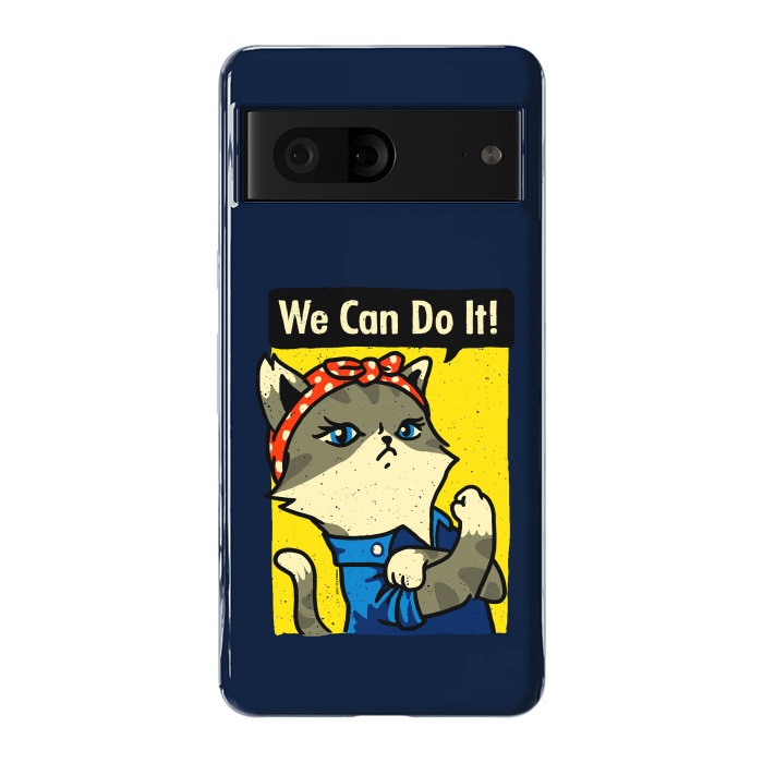 Pixel 7 StrongFit Purrsist Cat We Can Do It by Vó Maria