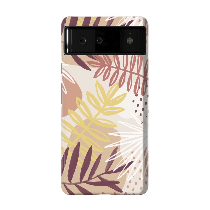 Pixel 6 StrongFit Modern tropical leaves and spots - terracotta by Oana 