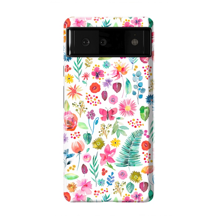 Pixel 6 StrongFit Colorful Botanical Plants and Flowers by Ninola Design
