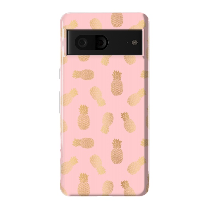 Pixel 7 StrongFit Pink and Gold Pineapples by Julie Erin Designs