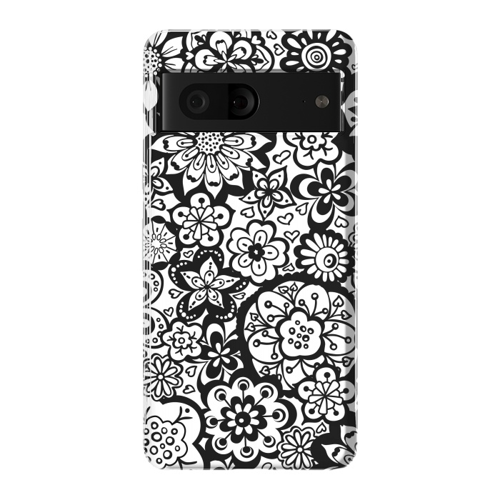 Pixel 7 StrongFit Beautiful Bouquet of Blooms-Black and White by Paula Ohreen
