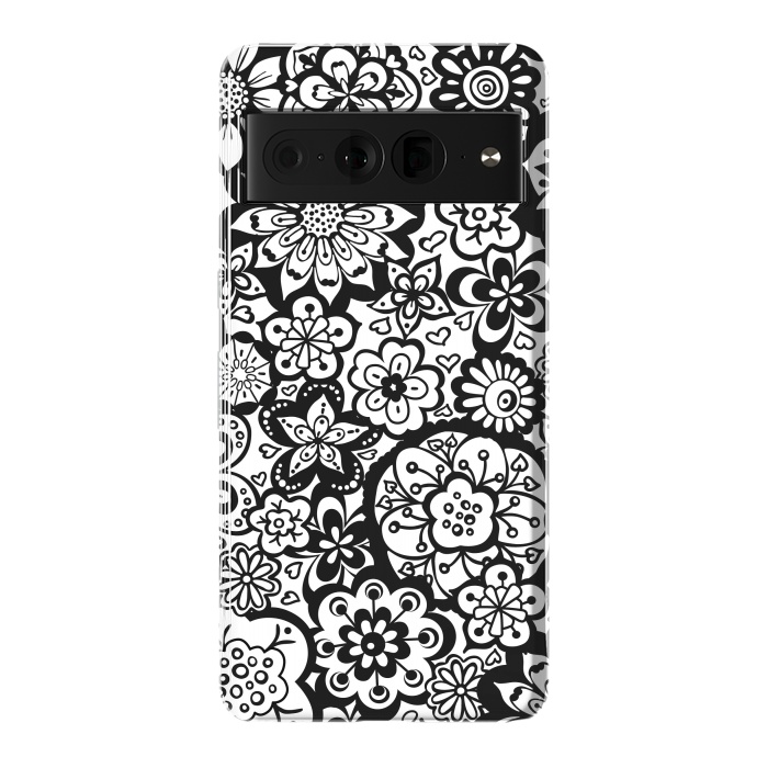 Pixel 7 Pro StrongFit Beautiful Bouquet of Blooms-Black and White by Paula Ohreen