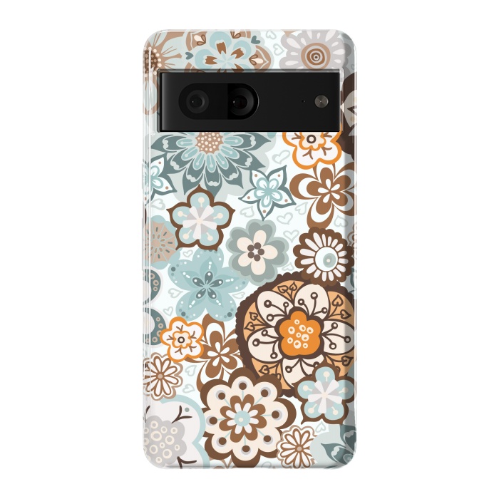 Pixel 7 StrongFit Beautiful Bouquet of Blooms-Blue and Brown by Paula Ohreen