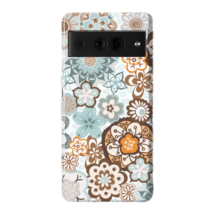 Pixel 7 Pro StrongFit Beautiful Bouquet of Blooms-Blue and Brown by Paula Ohreen