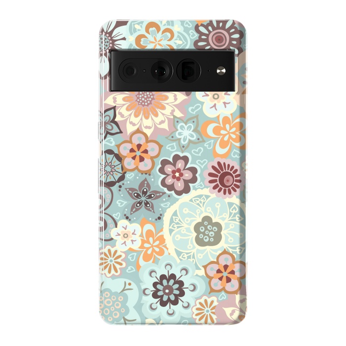 Pixel 7 Pro StrongFit Beautiful Bouquet of Blooms-Blue and Pink by Paula Ohreen