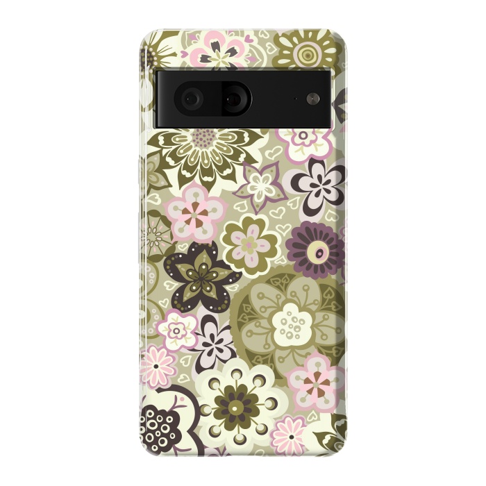 Pixel 7 StrongFit Bouquet of Blooms-Green and Pink by Paula Ohreen