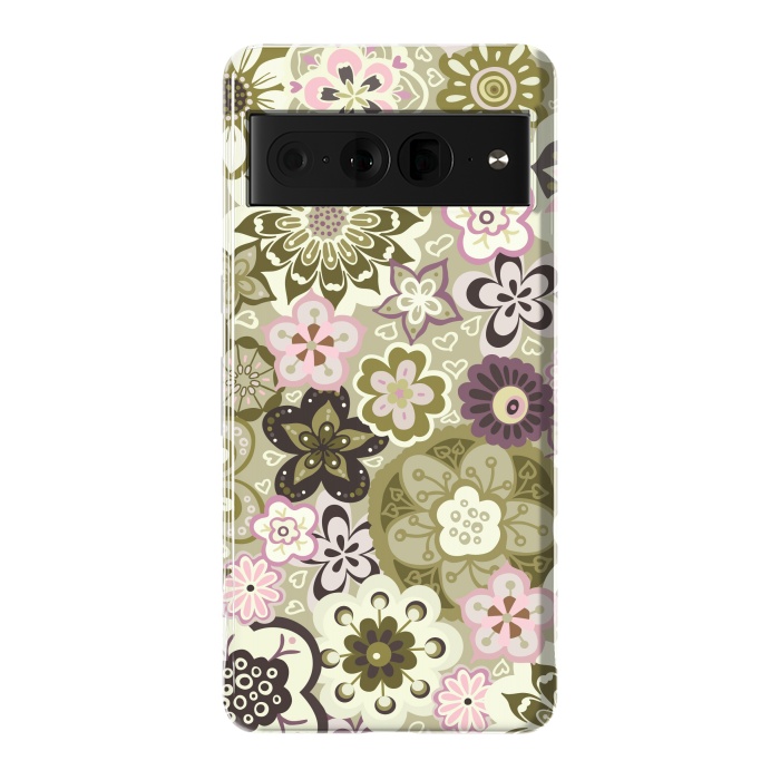 Pixel 7 Pro StrongFit Bouquet of Blooms-Green and Pink by Paula Ohreen