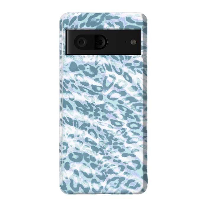 Pixel 7 StrongFit Baby blue brushed leopard print and tiger stripes by Oana 