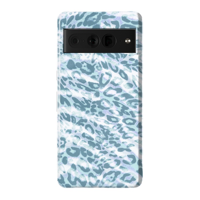 Pixel 7 Pro StrongFit Baby blue brushed leopard print and tiger stripes by Oana 