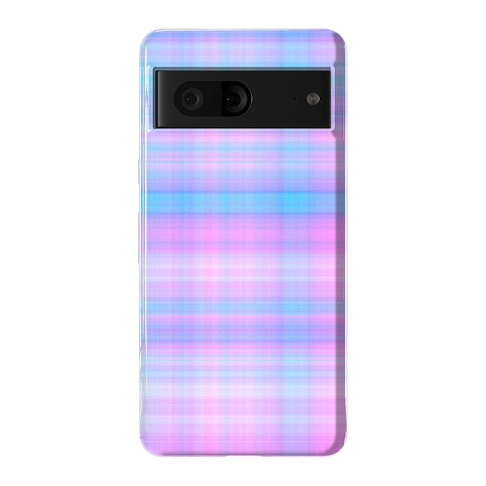 Pixel 7 StrongFit Girly Pastel Plaid Blue Pink by Julie Erin Designs