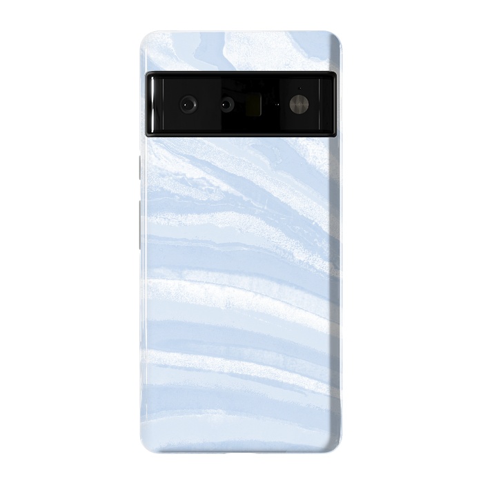 Pixel 6 Pro StrongFit Baby blue pastel marble stripes by Oana 