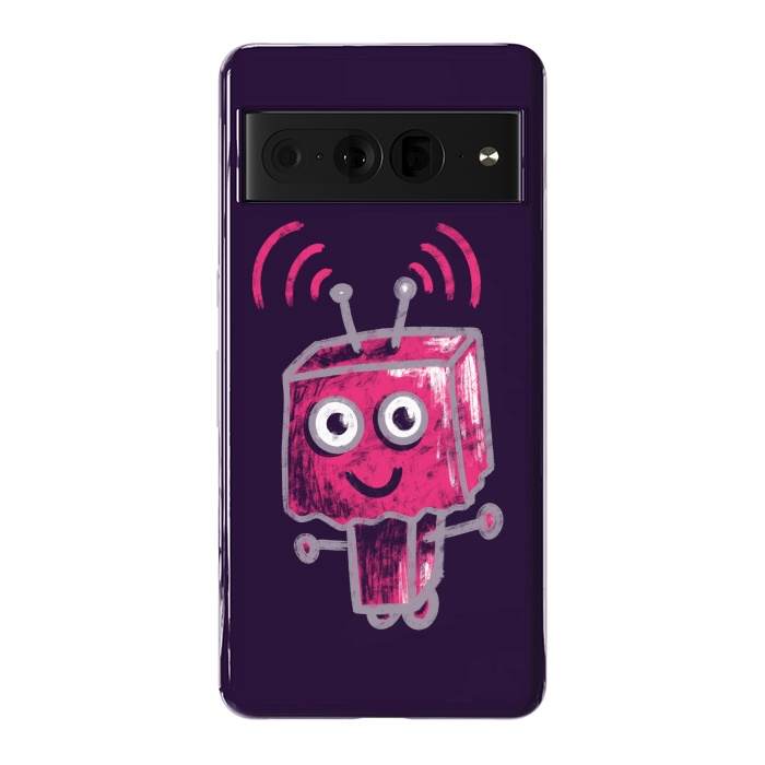 Pixel 7 Pro StrongFit Cute Pink Robot With Paper Bag Head Kids by Boriana Giormova
