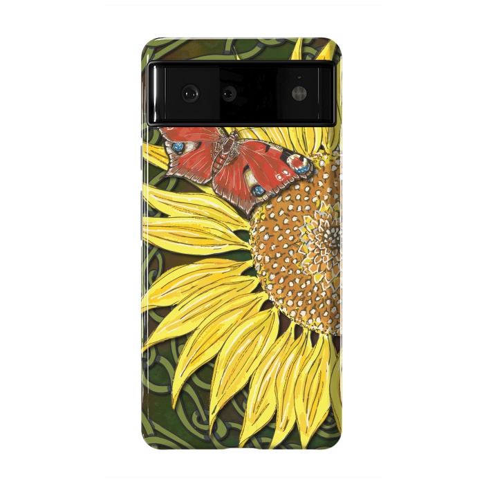 Pixel 6 StrongFit Sunflower and Butterfly by Lotti Brown