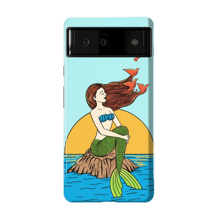 Pixel 6 StrongFit Mermaid and birds by Coffee Man