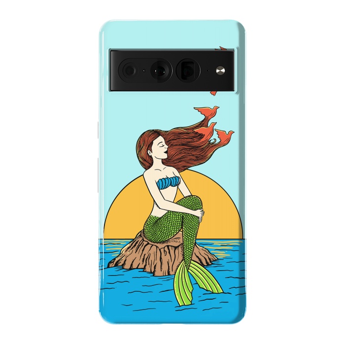 Pixel 7 Pro StrongFit Mermaid and birds by Coffee Man
