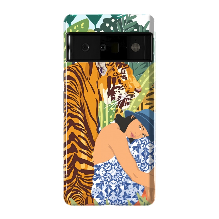 Pixel 6 Pro StrongFit Awaken The Tiger Within Illustration, Wildlife Nature Wall Decor, Jungle Human Nature Connection by Uma Prabhakar Gokhale