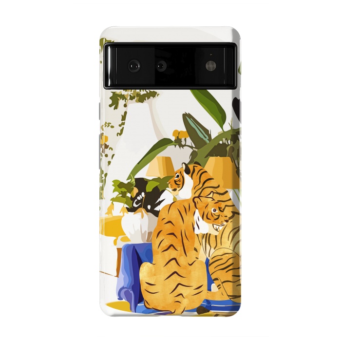 Pixel 6 StrongFit Tiger Reserve Villa | Bohemian Tropical Jungle Décor | Pastel Honeymoon Couple Love Wildlife by Uma Prabhakar Gokhale