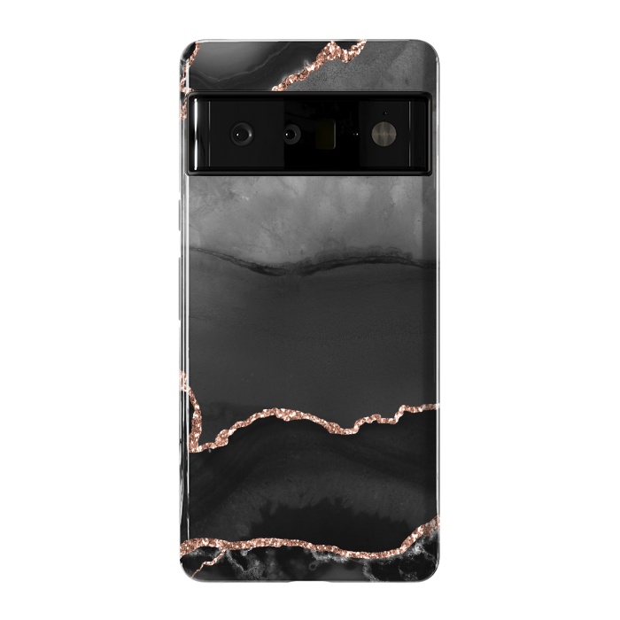 Pixel 6 Pro StrongFit black rosegold agate by haroulita