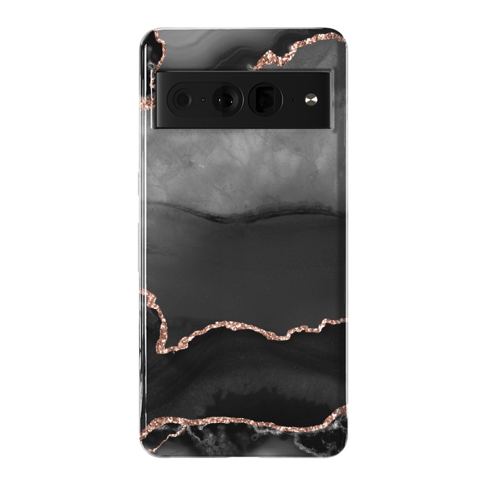 Pixel 7 Pro StrongFit black rosegold agate by haroulita