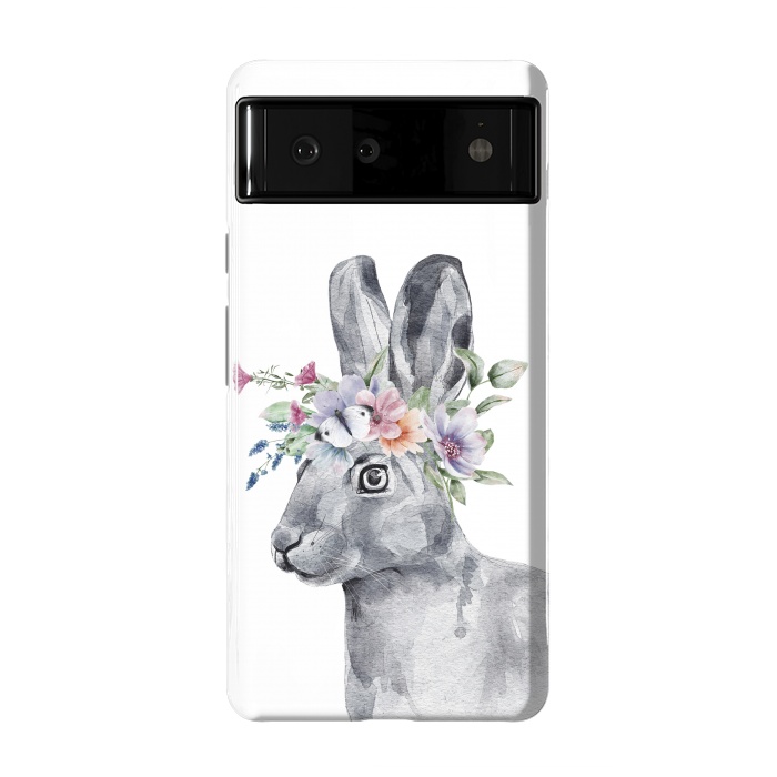 Pixel 6 StrongFit cute watercolor rabbit with flowers by haroulita