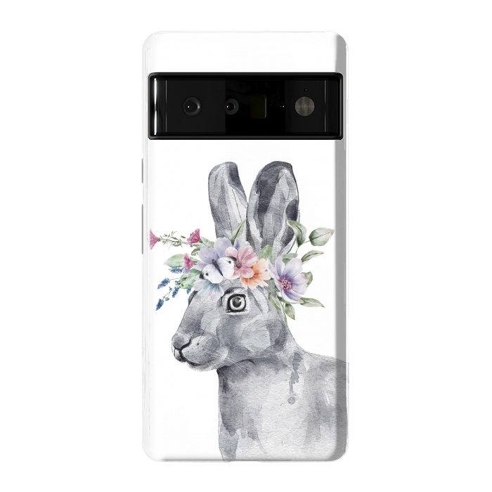 Pixel 6 Pro StrongFit cute watercolor rabbit with flowers by haroulita