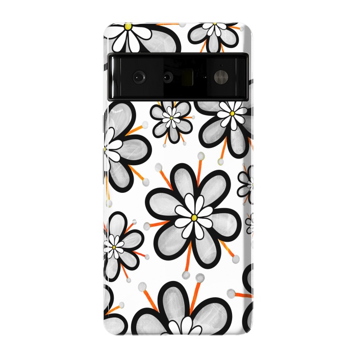 Pixel 6 Pro StrongFit gray flowers  by haroulita