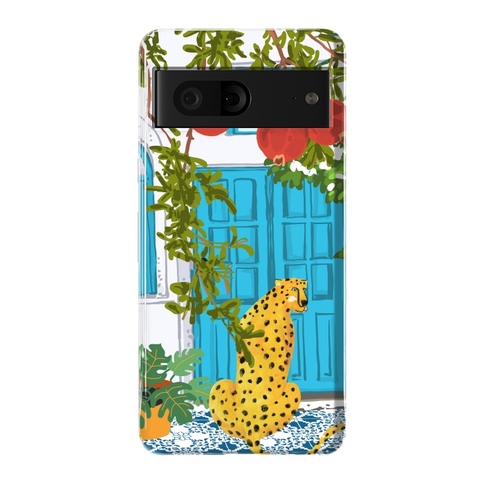 Pixel 7 StrongFit Cheetah Home, Morocco Architecture Illustration, Greece Cats Tropical Urban Jungle Pomegranate by Uma Prabhakar Gokhale