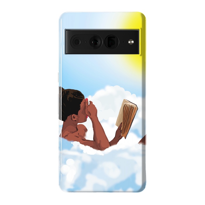Pixel 7 Pro StrongFit Reading on Clouds, Black Woman Summer Sunny Day Book Painting, Bohemian Nude by Uma Prabhakar Gokhale