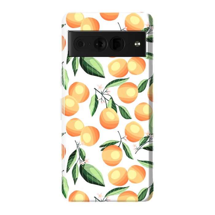 Pixel 7 Pro StrongFit Orange pattern, on white by Jelena Obradovic