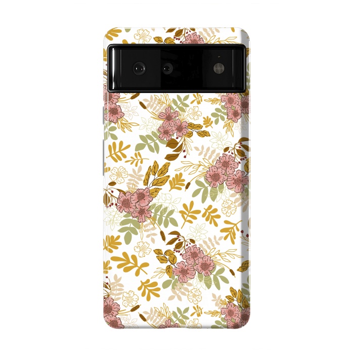 Pixel 6 StrongFit Autumnal Florals in Pink and Mustard by Paula Ohreen