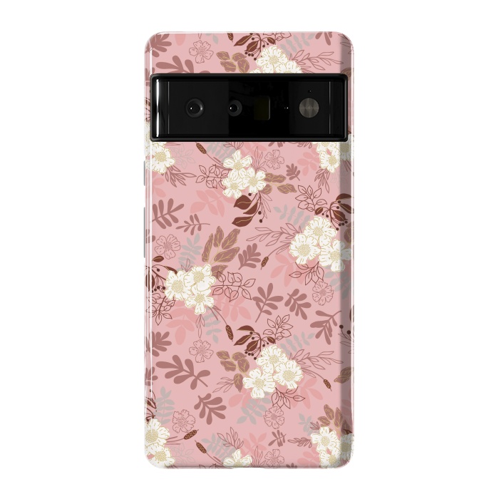 Pixel 6 Pro StrongFit Autumnal Florals in Pink and White by Paula Ohreen